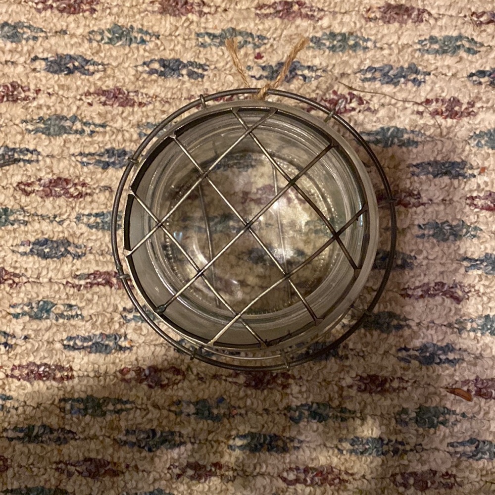Glass Jar in Wire with Wire Jar Top